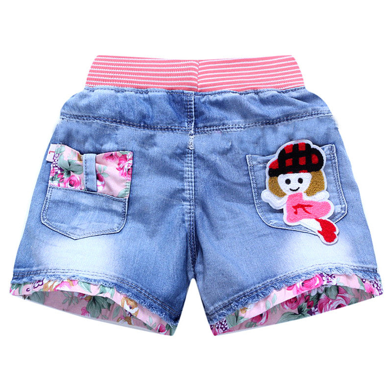 Short en denim délavé sable fille