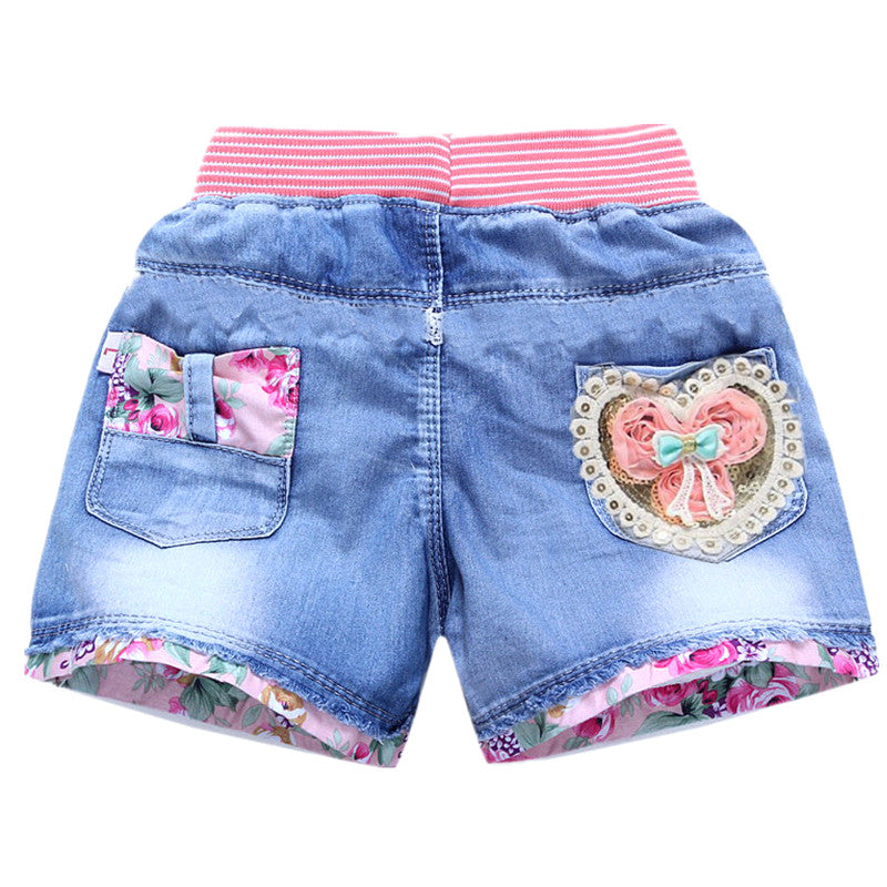 Short en denim délavé sable fille