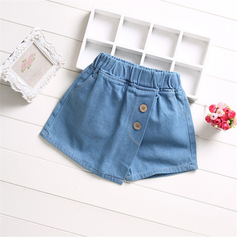 Short en denim délavé sable fille