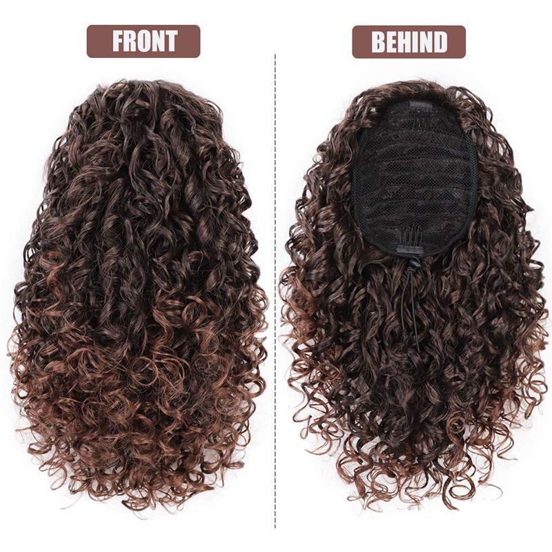 Perruque queue-de-cheval boucles crépues afro petites volume naturel