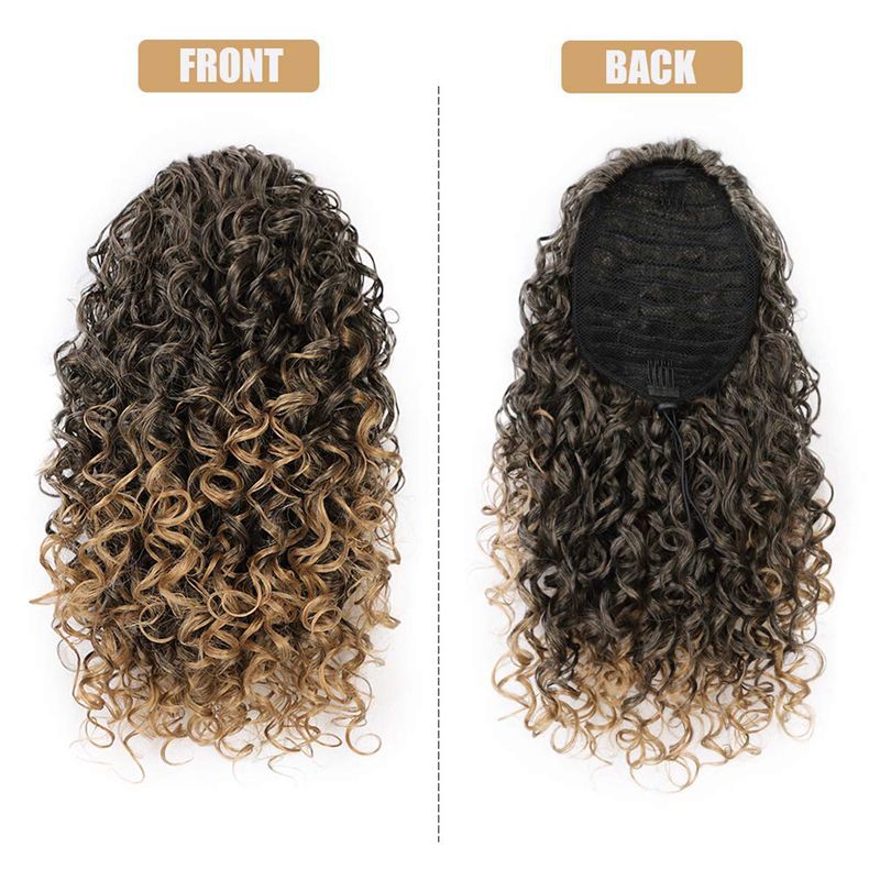 Perruque queue-de-cheval boucles crépues afro petites volume naturel