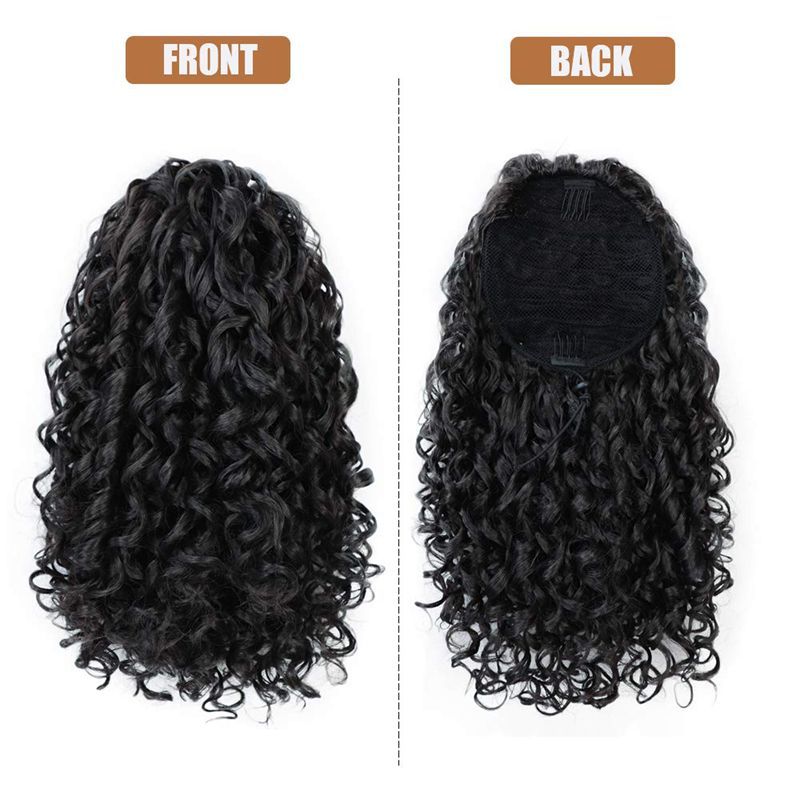 Perruque queue-de-cheval boucles crépues afro petites volume naturel