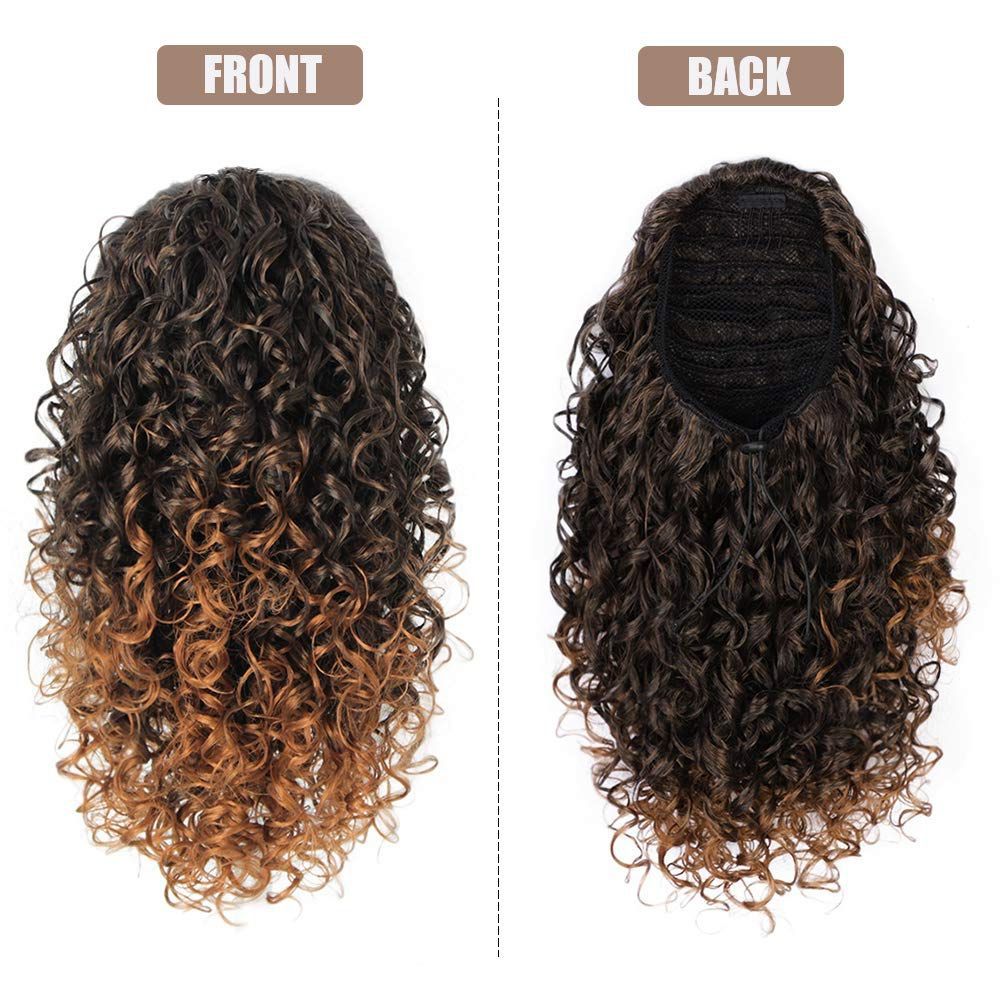 Perruque queue-de-cheval boucles crépues afro petites volume naturel