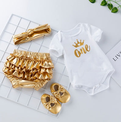Combinaison bébé fille manches longues en coton – style princesse, motif cartoon