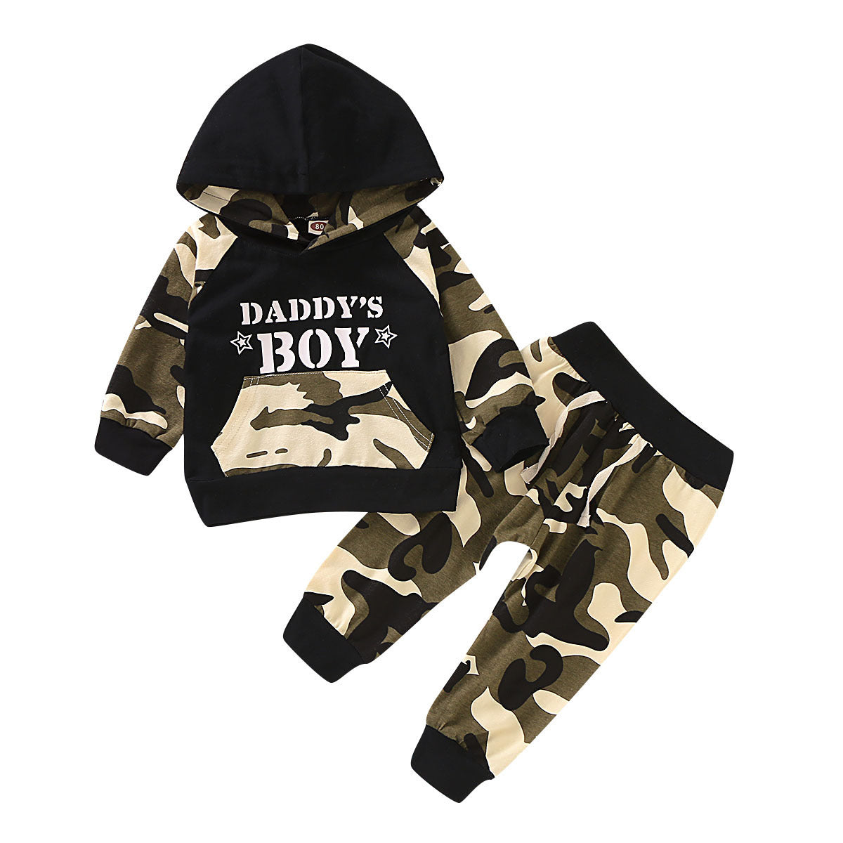 Ensemble 2 pièces sweat camouflage lettres manches longues unisexe