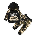Ensemble 2 pièces sweat camouflage lettres manches longues unisexe