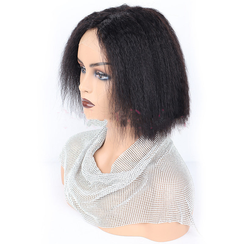 Perruque front lace kinky straight 100% cheveux naturels volume