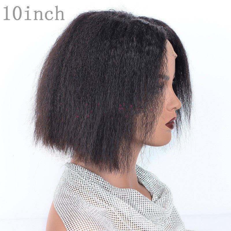 Perruque front lace kinky straight 100% cheveux naturels volume