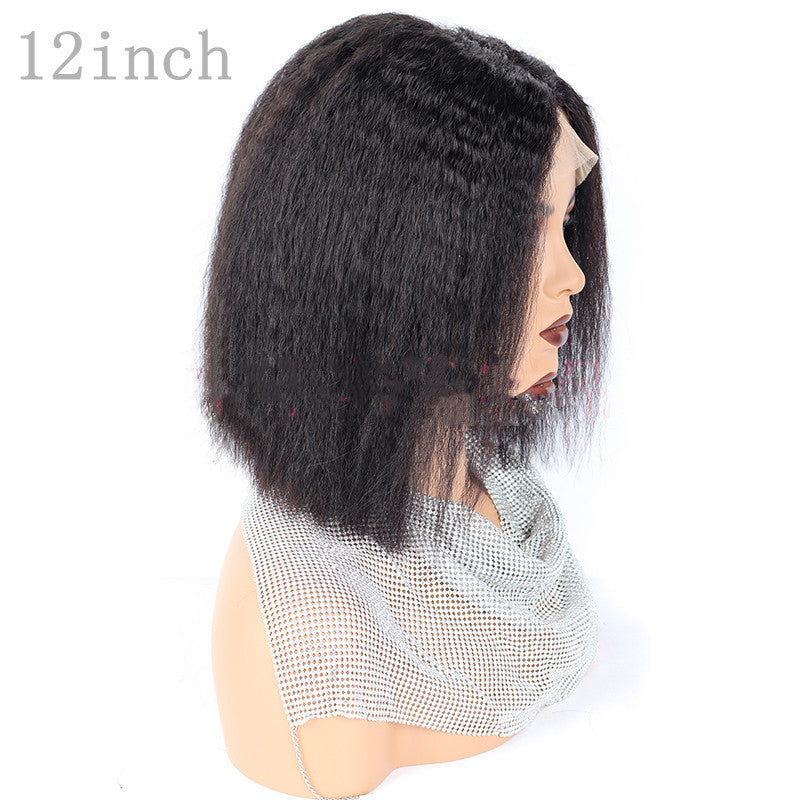 Perruque front lace kinky straight 100% cheveux naturels volume