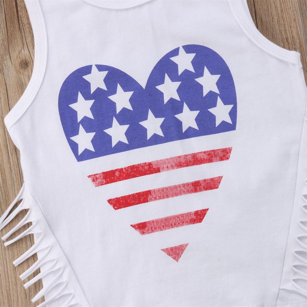 Ensemble fille sans manches franges + short déchiré coton 100%