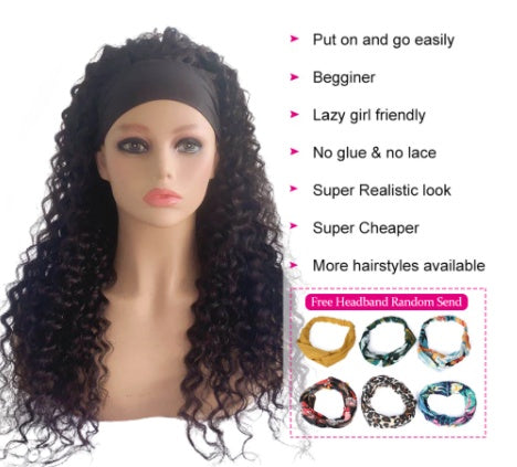 Perruque headband synthétique ladies, pose 30 secondes facile