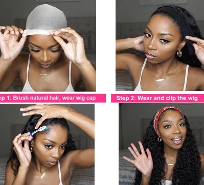 Perruque headband synthétique ladies, pose 30 secondes facile
