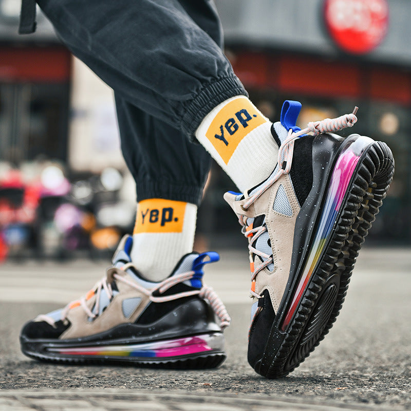 Chaussures running noir air cushion homme, style décontracté mi-saison.