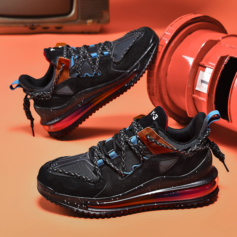 Chaussures running noir air cushion homme, style décontracté mi-saison.