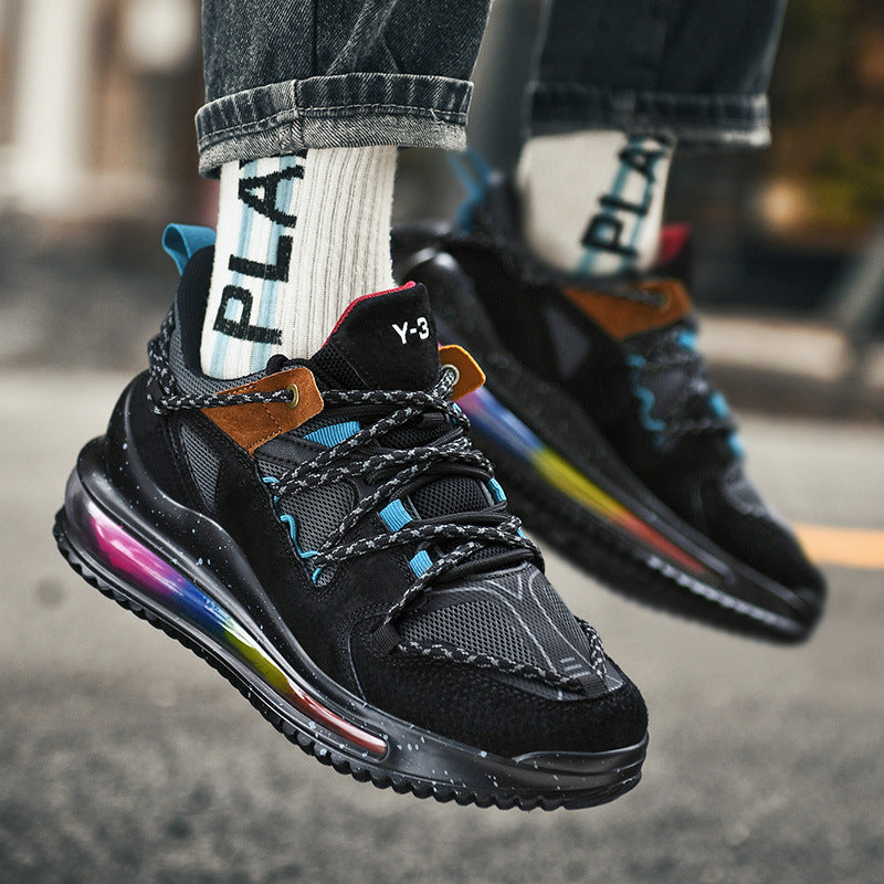 Chaussures running noir air cushion homme, style décontracté mi-saison.