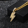 Pingente raio Hip Hop zircônias VVS – colar iced out lightning joia streetwear
