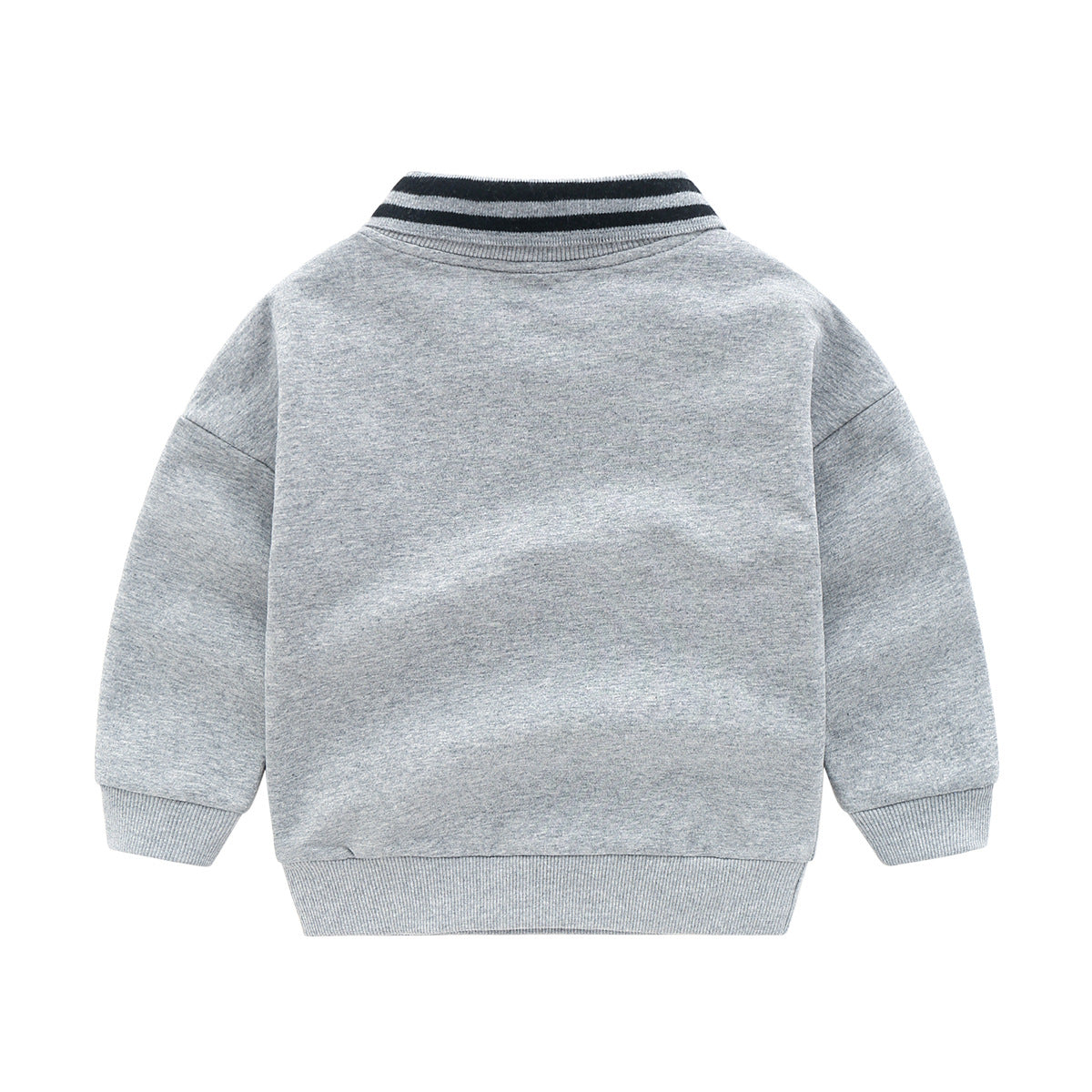 Pull rayé animaux cartoon manches longues – gris/abricot