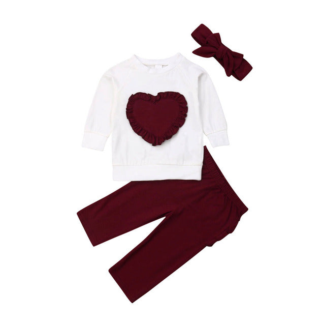 T-shirt fille à manches longues cœur rayé – coton 100%, style doux