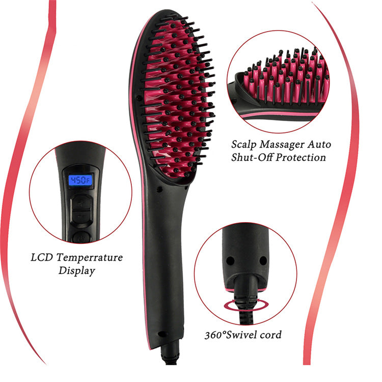 Peigne lisseur électrique Magic Shun – ion négatif, affichage LED, 50W