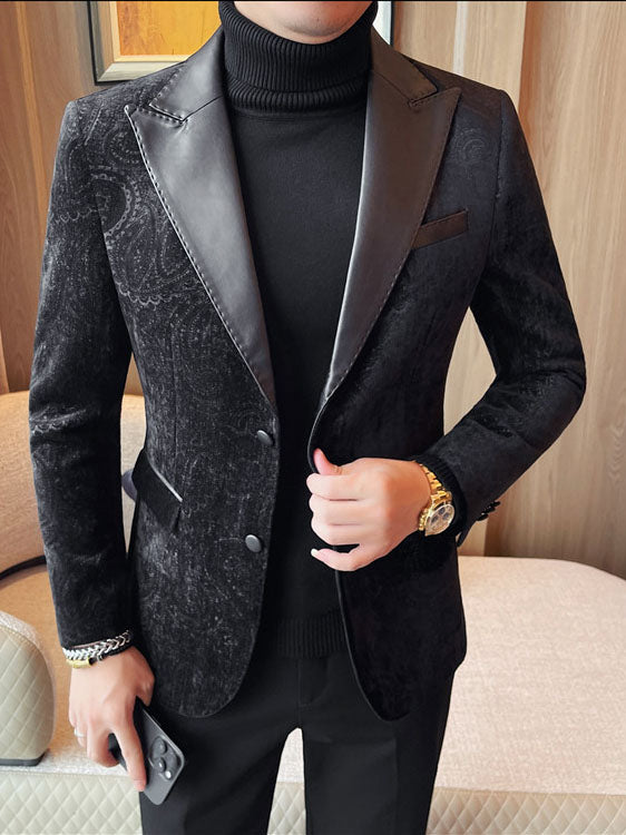 Blazer jacquard velours col revers homme mariage – élégant slim fit