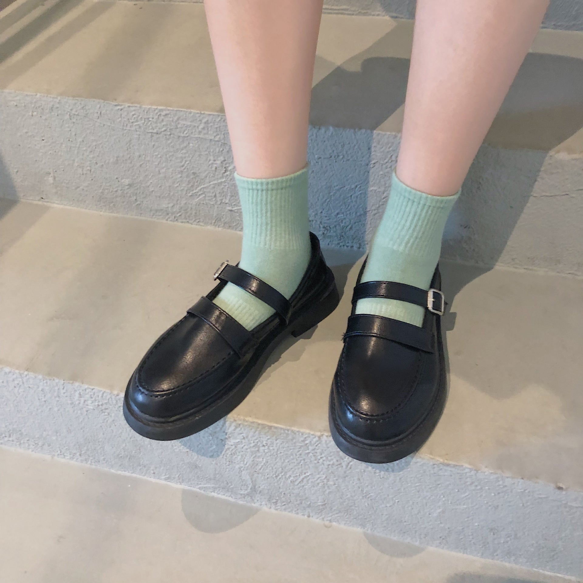 Chaussures lolita style uniforme britannique femme – noir, talon 2,5 cm