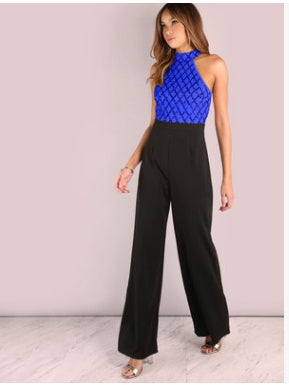 Combinaison femme sexy à sequins style européen et américain – col noué, coupe trompette