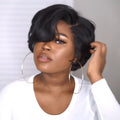 Perruque courte bob micro curls noire ultra-volume