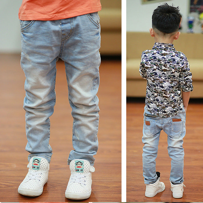 Pantalon garçon harem en denim rayé – style casual printemps et automne