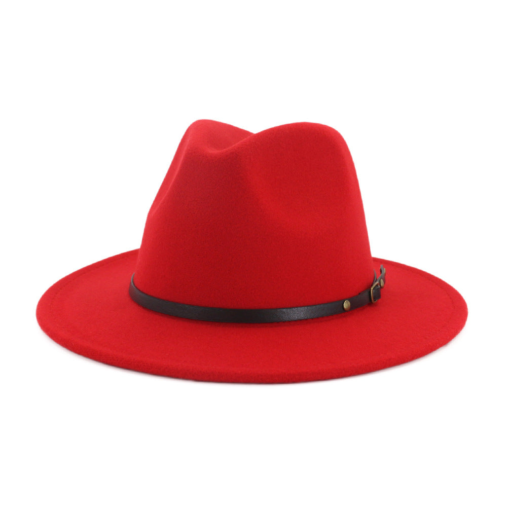 Chapeau fedora en laine automne-hiver – Fedora noir/rouge homme femme style église Panama