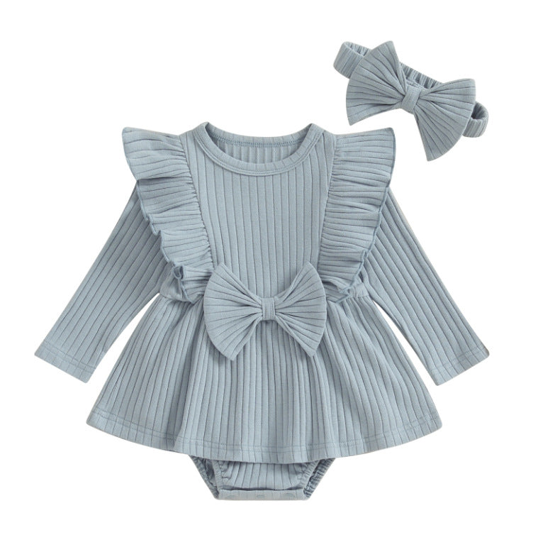 Robe bébé fille à manches longues rayée – coton doux, style basique