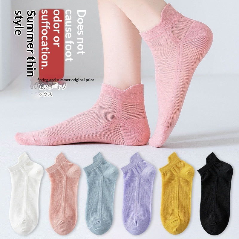 Chaussettes sport fines maille cheville femmes – polyester coton 6 couleurs