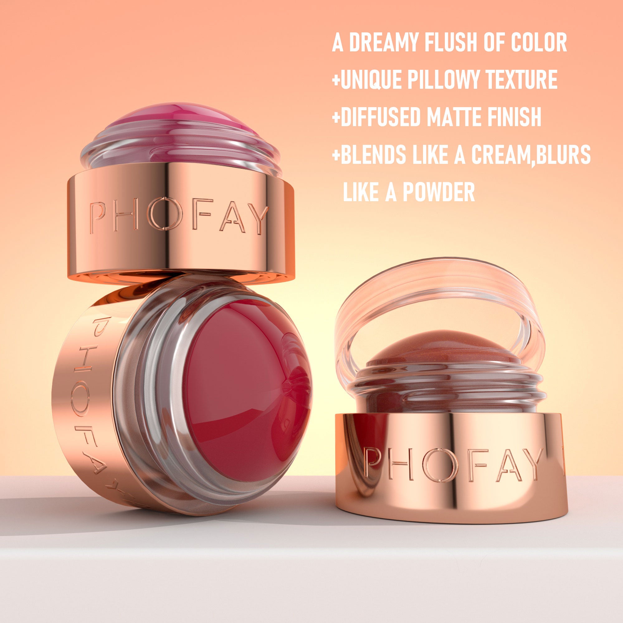 Mousse blush crème PHOFAY – longue tenue texture légère crémeuse