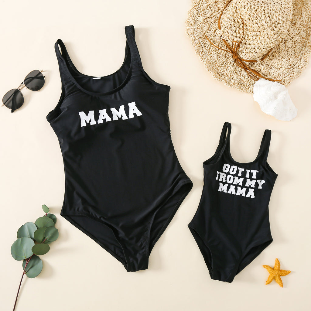 Maillot de bain parent-enfant noir milk silk – unisexe 6M-7Y + adultes