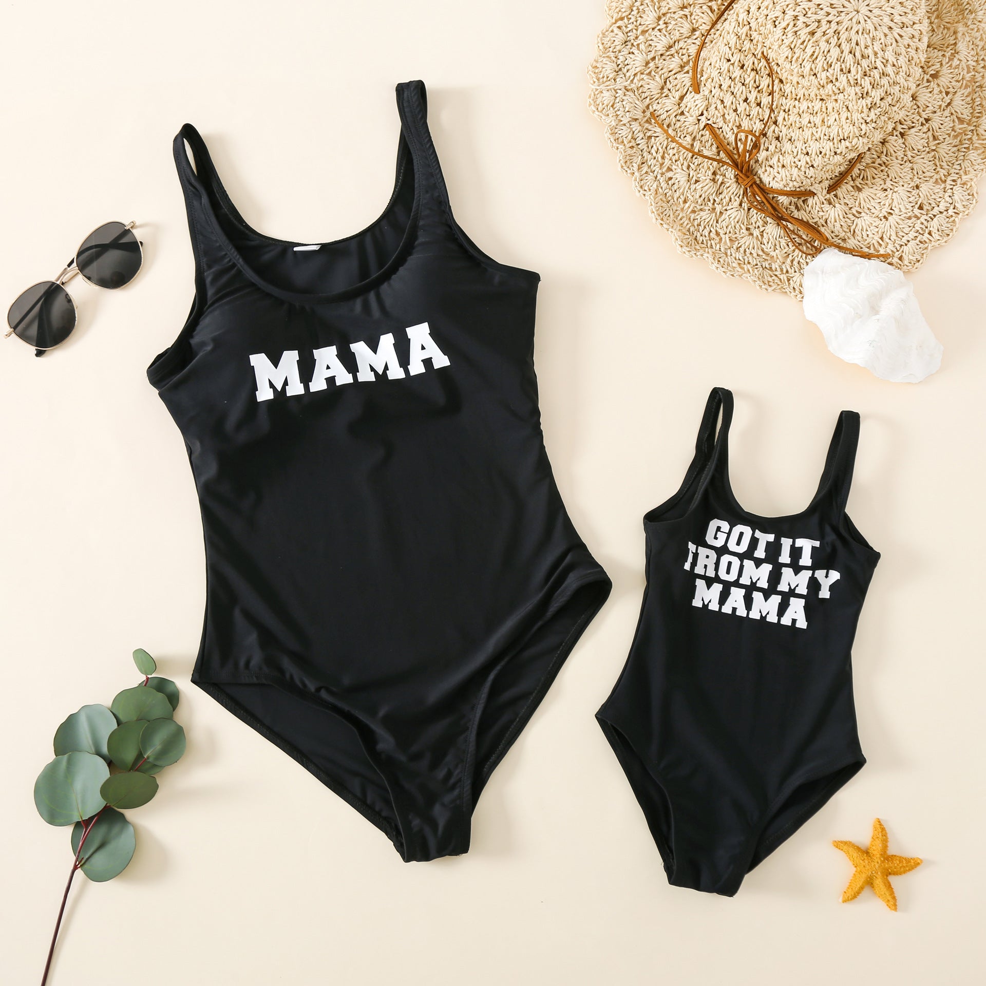 Maillot de bain parent-enfant noir milk silk – unisexe 6M-7Y + adultes