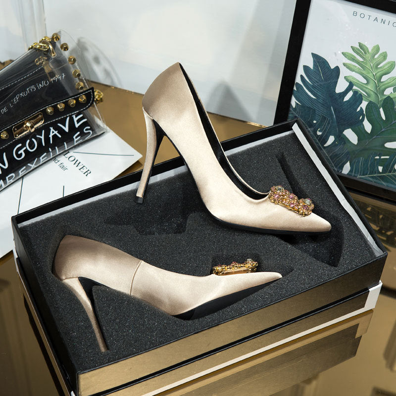 Escarpins satin bout pointu femme – Élégance soirée chic EU 35-43