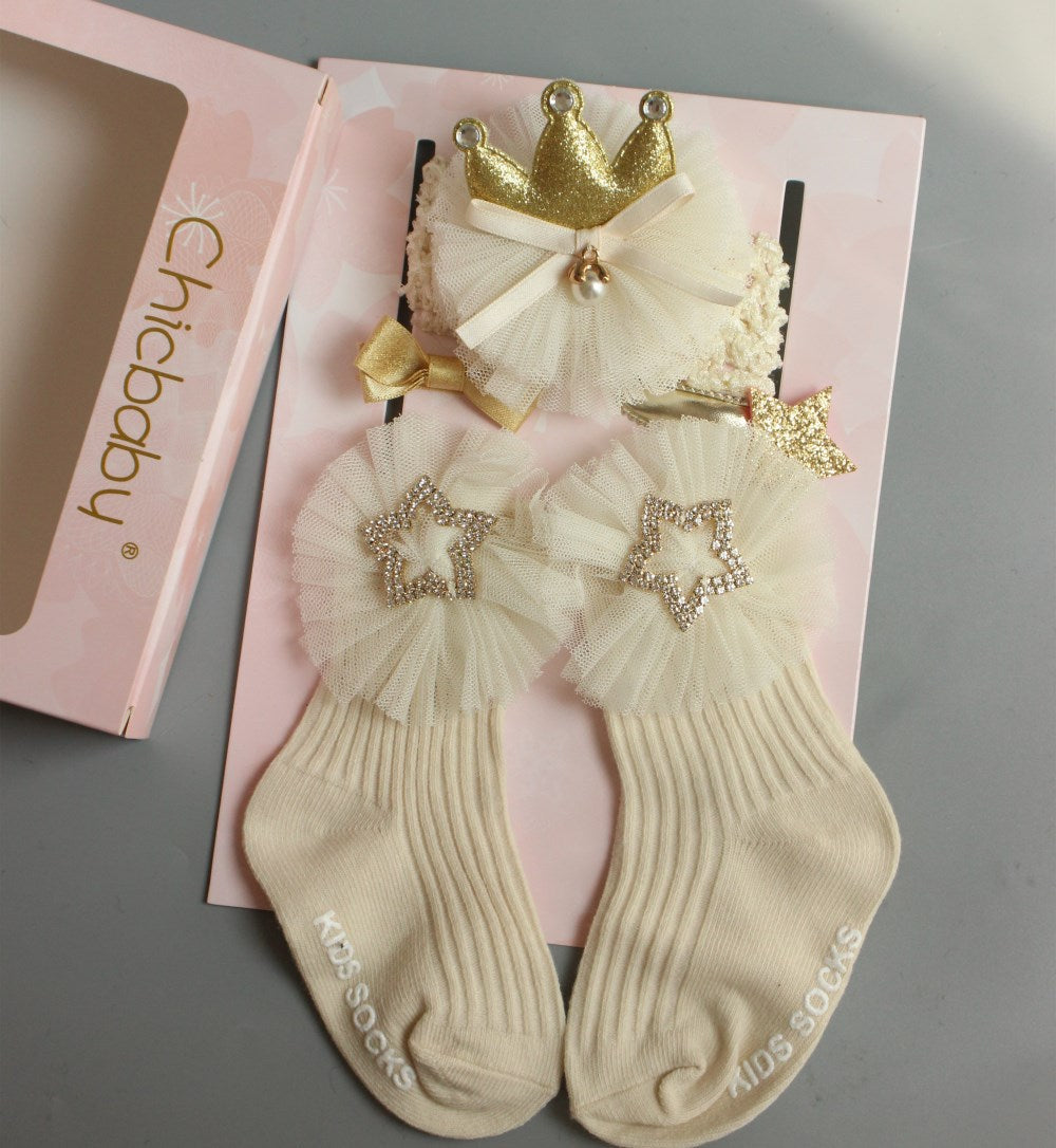 Épingles nœud dessin animé carreaux + chaussettes enfants – mignon tendance