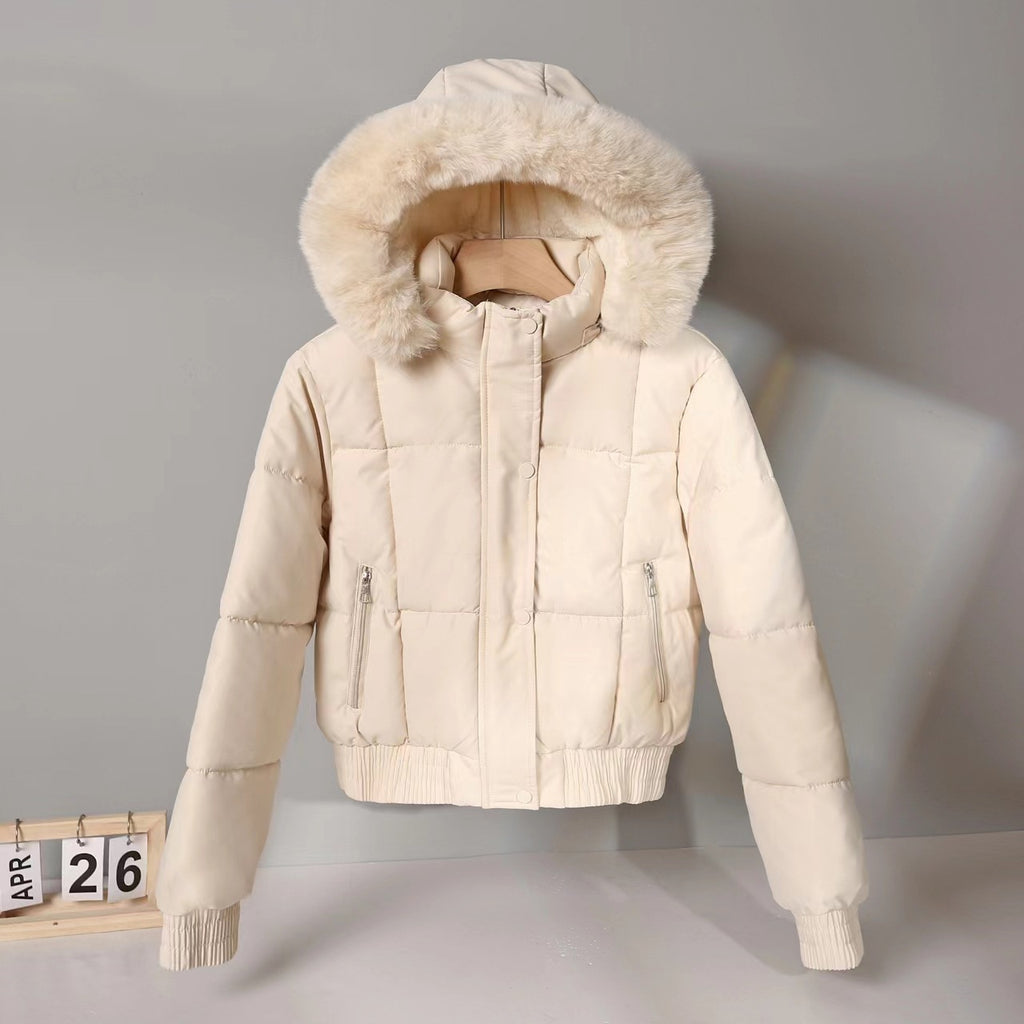 Parka courte femme rembourrée coton, style coréen Hong Kong hivernal.