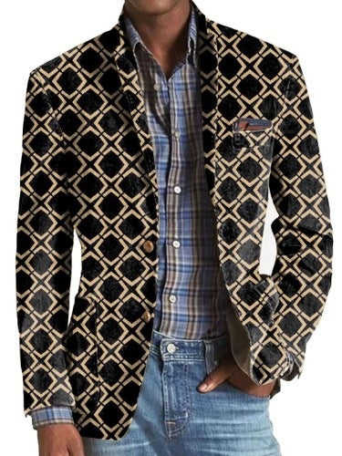 COSTUME HOMME MANTEAU À CARREAUX RAYÉS – XZ24 COUPE DROITE ÉLÉGANTE