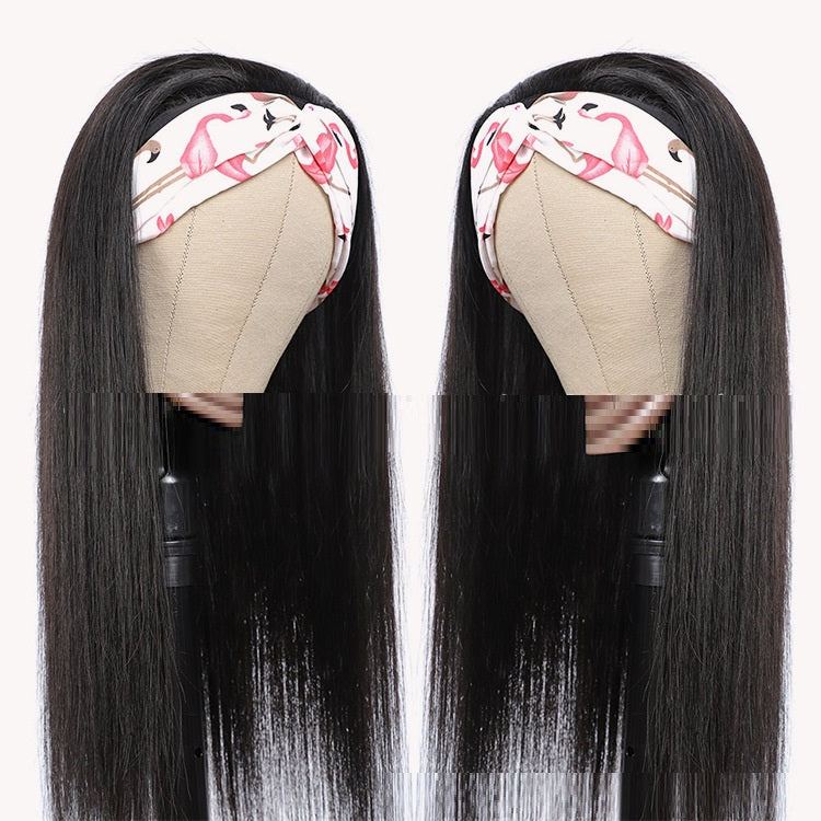 Perruque headband lisse en cheveux humains 100% naturels, sans colle