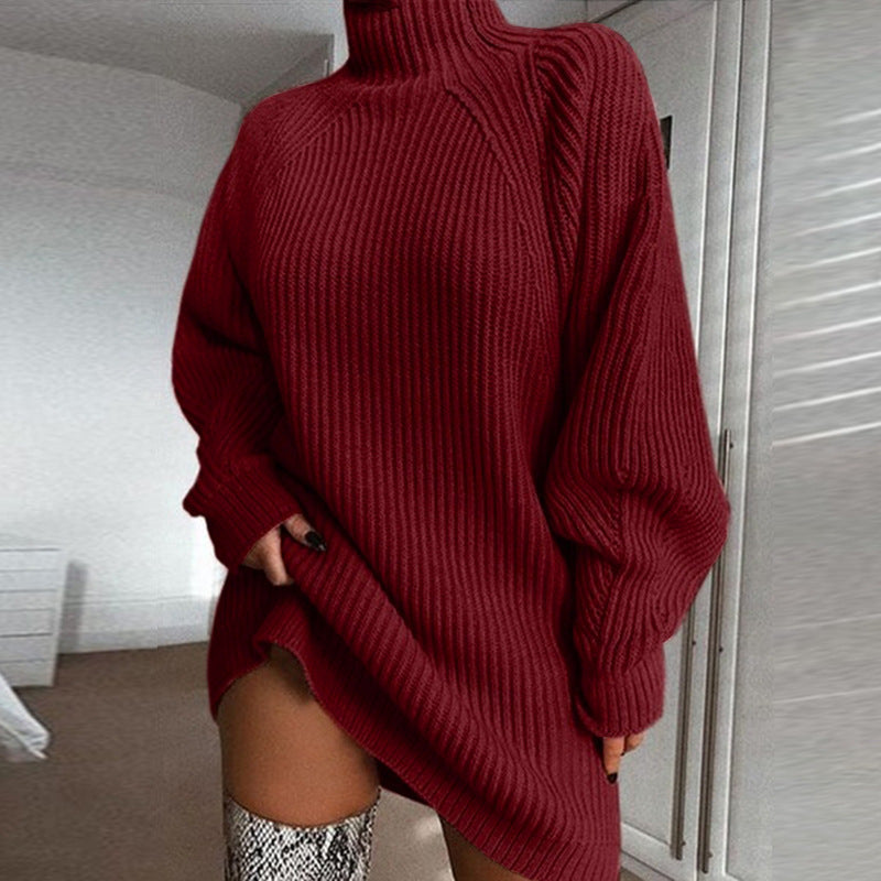 Vestido Suéter Gola Rolê Feminino – Conforto & Elegância