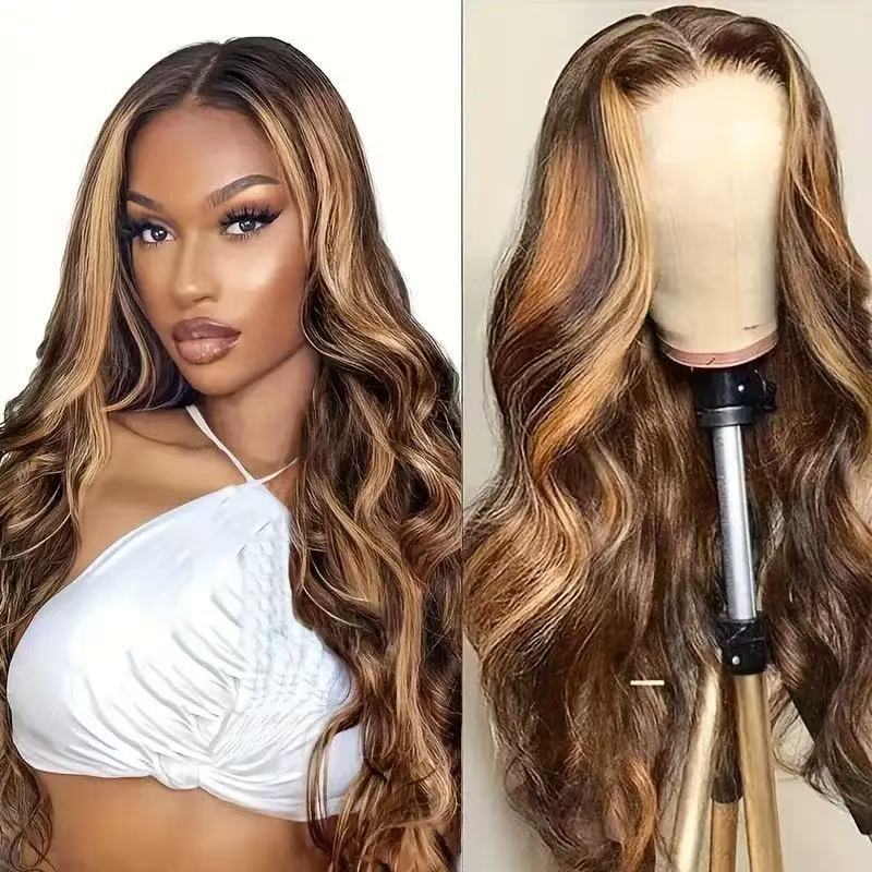 Perruque lace big wave brun foncé – fibre résistante à la chaleur