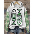 Women's printed hoodie pullover sweatshirt, long sleeves, trendy.