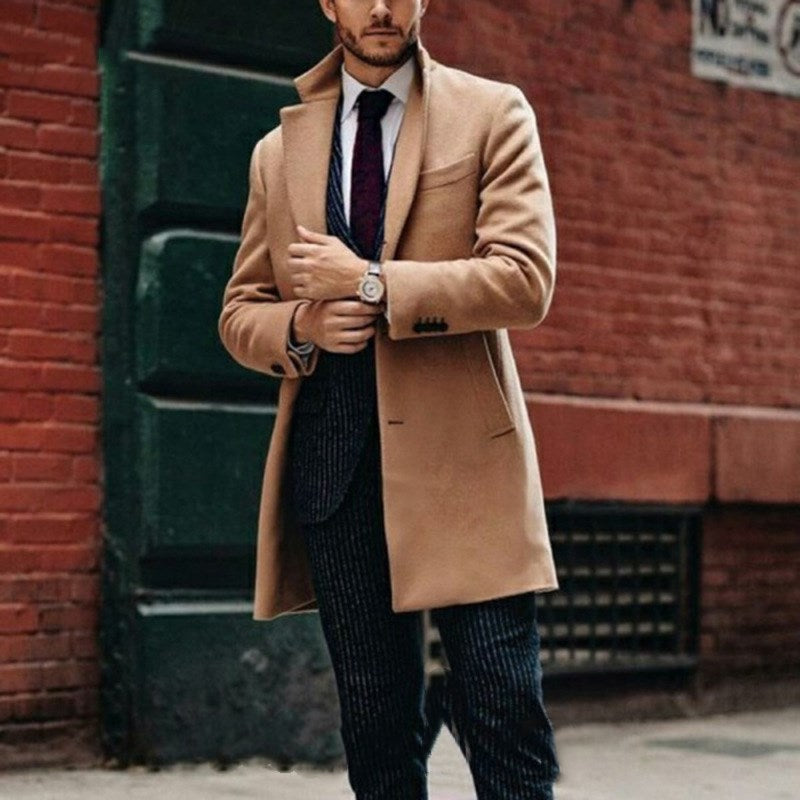 Manteau mi-long homme en laine double face – élégant, chaud et décontracté