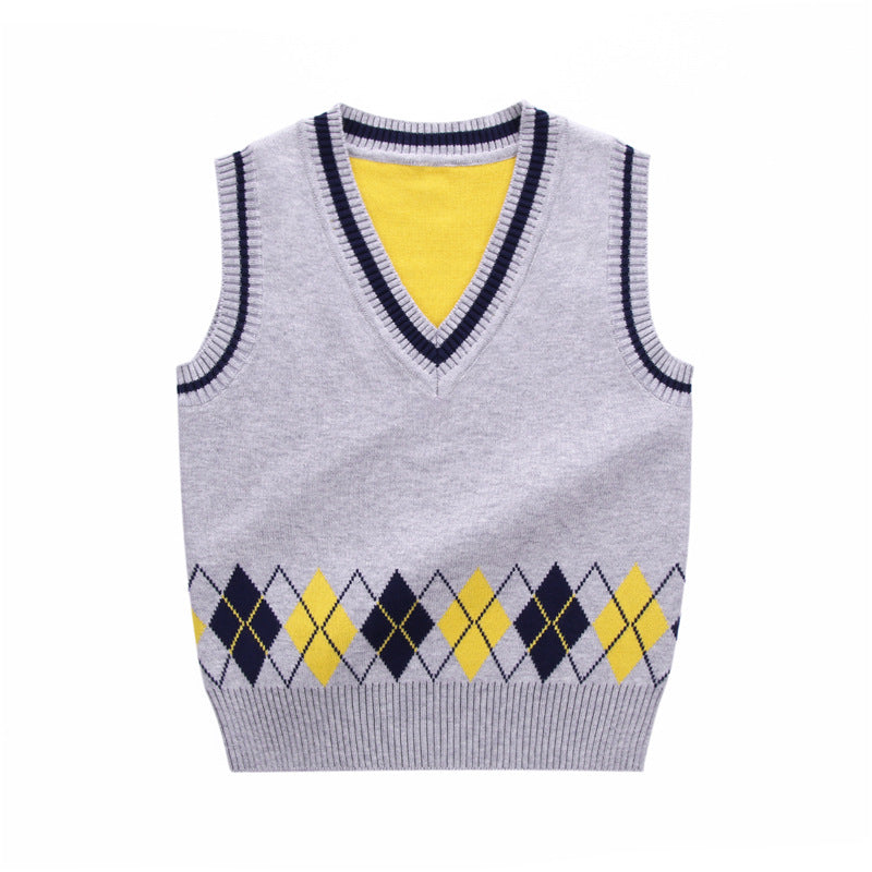 Gilet uniforme scolaire coton 100% losanges carreaux