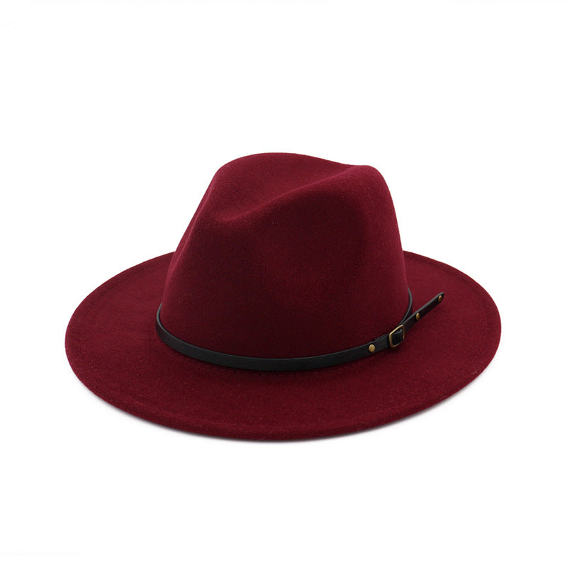 Chapeau fedora en laine automne-hiver – Fedora noir/rouge homme femme style église Panama
