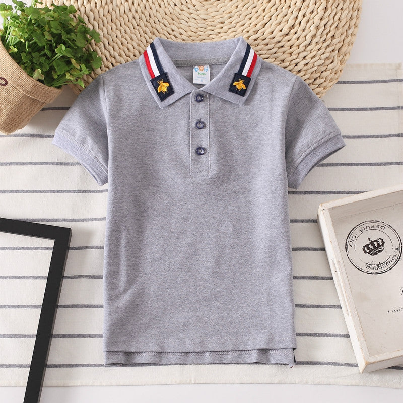 Polo enfant uni style coréen manches courtes