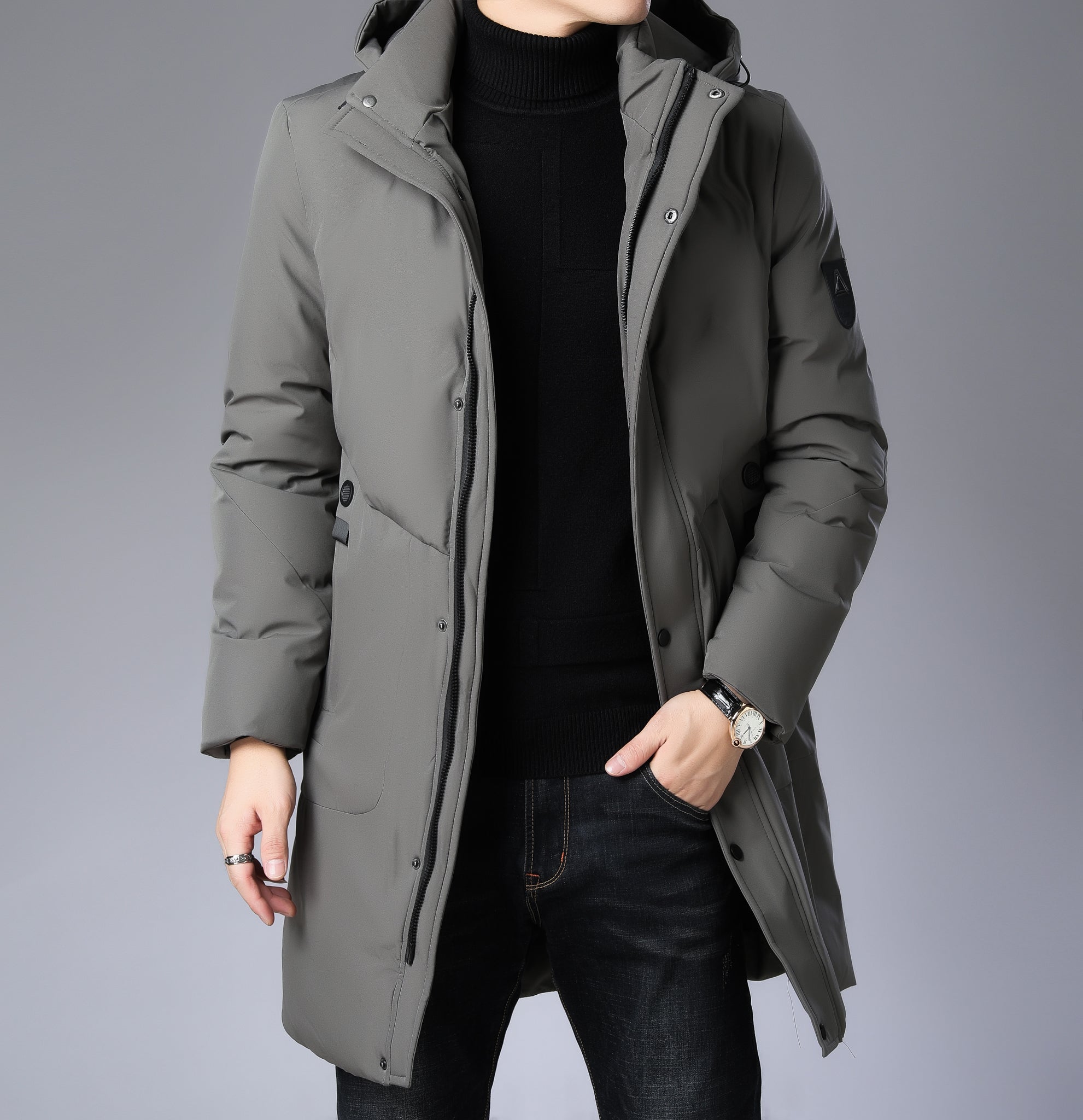 Manteau à capuche ample homme grande taille – respirant et résistant XL-5XL noir/gris