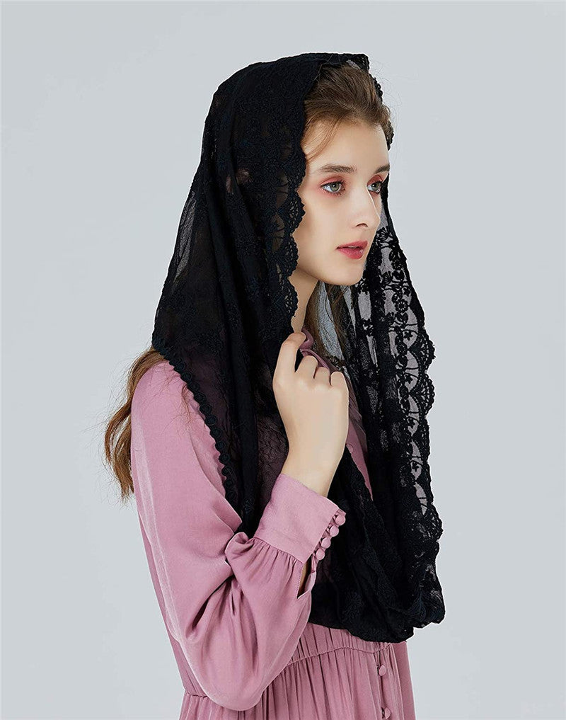 VOILE DE MARIÉE DENTELLE CHÂLE TRADITIONNEL – FLEURS MODÈLE AMOUREUX