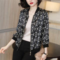 Veste baseball imprimé noir super épaisse – zip manche regular