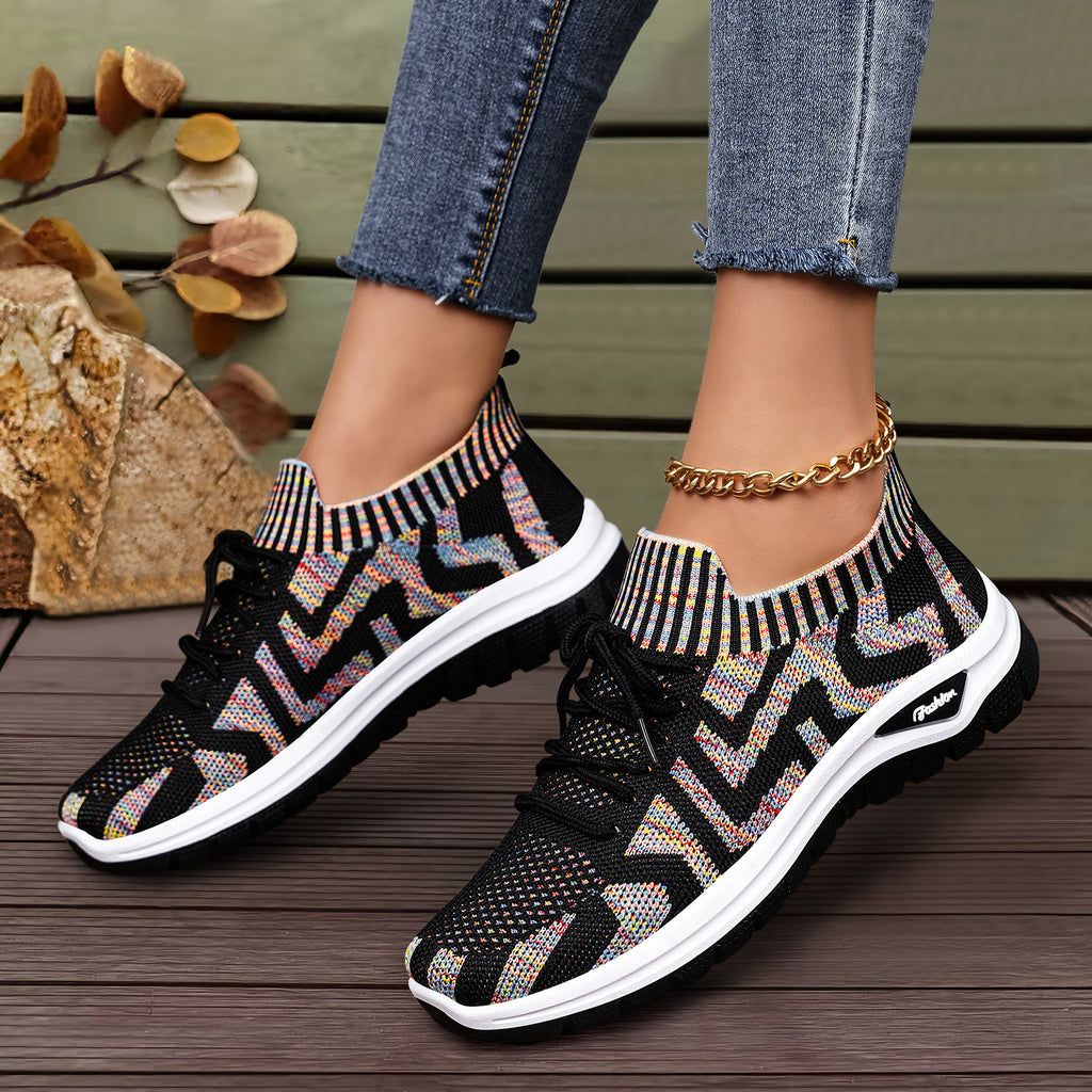 Baskets femme color-block Flyknit respirantes lacets – sport casual
